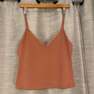 Zara Spaghetti Strap Crop Top with Mesh V Neck